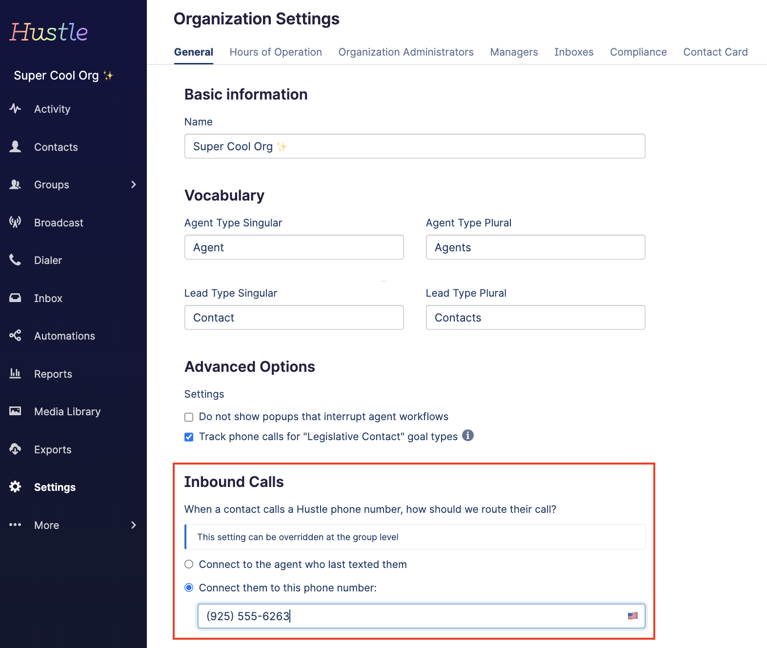 Organization Settings